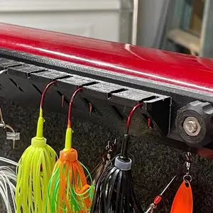 Low profile spinner bait/lure holder for versatrack equipped boats