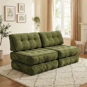 QIMENG Folding Sofa bed Convertible Single-Seater Sofa Bed - Soft Corduroy Boneless Floor Couch, Back Support, Pillow, Portable Fold-Out Mattress, Couch for Living Room, Apartment Furniture outdoorfun cardi chair floor sleeper