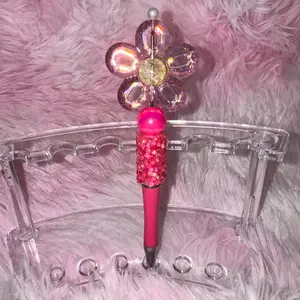 Large Pink Flower Acrylic Beaded Sugar Pen