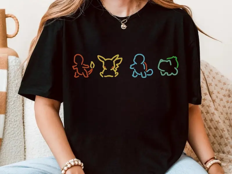 Retro 90s Cartoon Silhouette Unisex T Shirt Anime Style Graphic Tee For Nerdy Gamer Fans