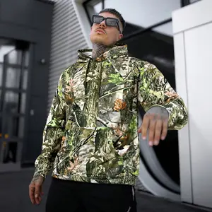 GINGTTO Men's Camo Hunting Pullover Hoodie Long Sleeve Drawstring Hooded Sweatshirt with Kanga Pocket