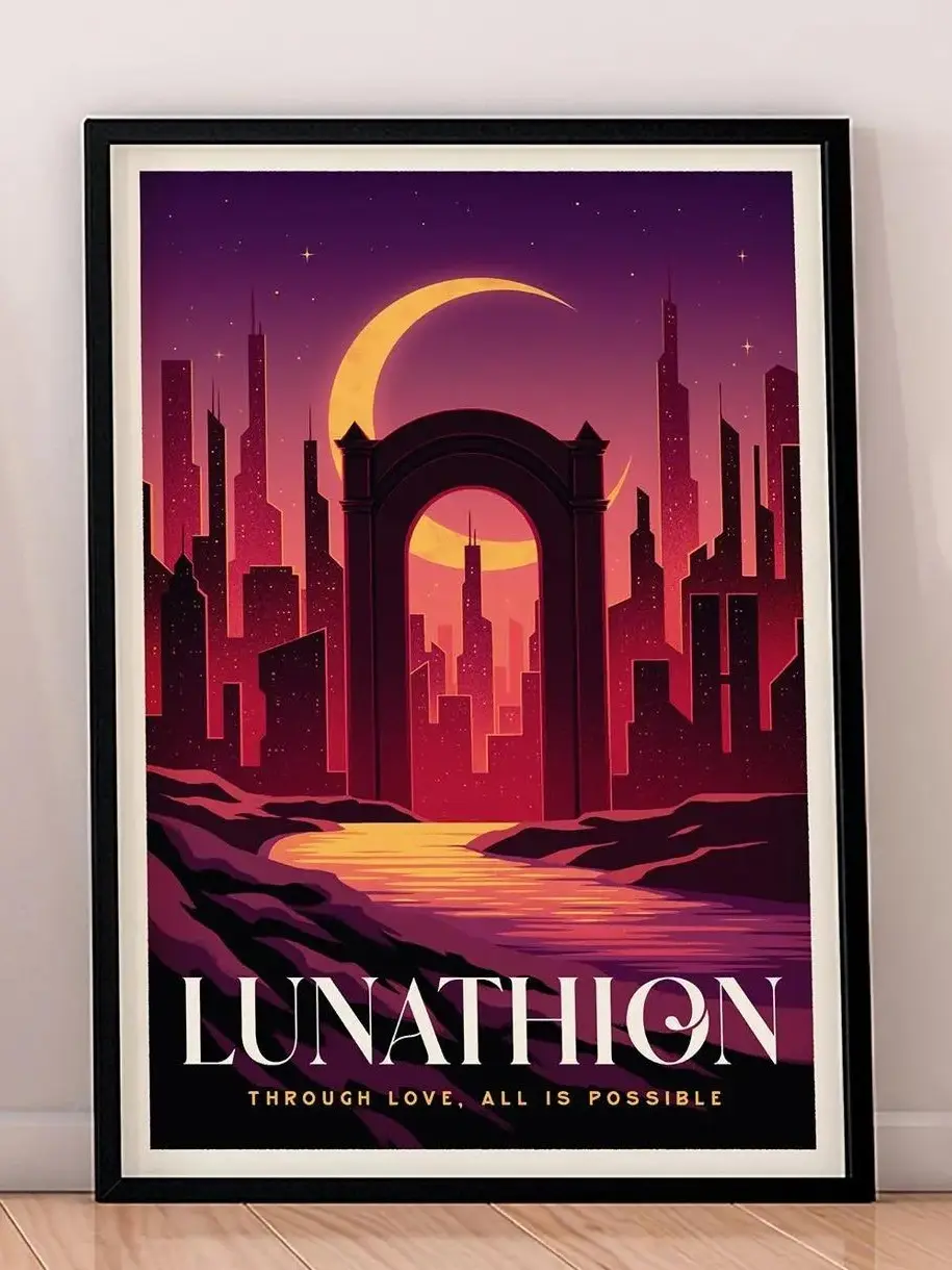 ACOTAR LUNATHION UNFRAMED POSTER, SJM Universe Travel Poster Bundle - ACOTAR, Throne of Glass, Crescent City Bookish Wall Art Gift Booker Decor | Minimalistic Bookish Quote Wall Art | Rhysand | Velaris Chapter 34, Fantasy Book Art