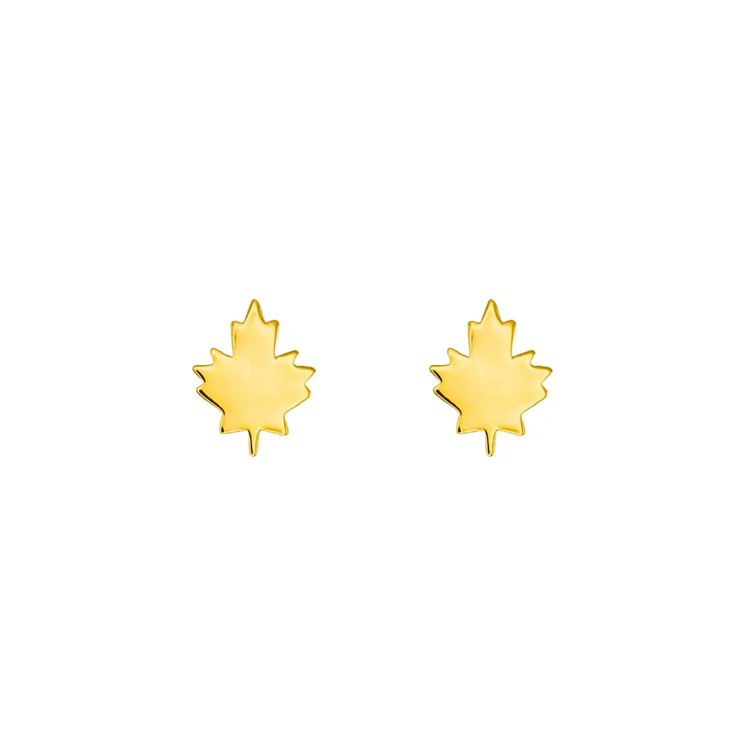 18k Gold Maple Leaf Earrings