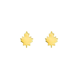 18k Gold Maple Leaf Earrings
