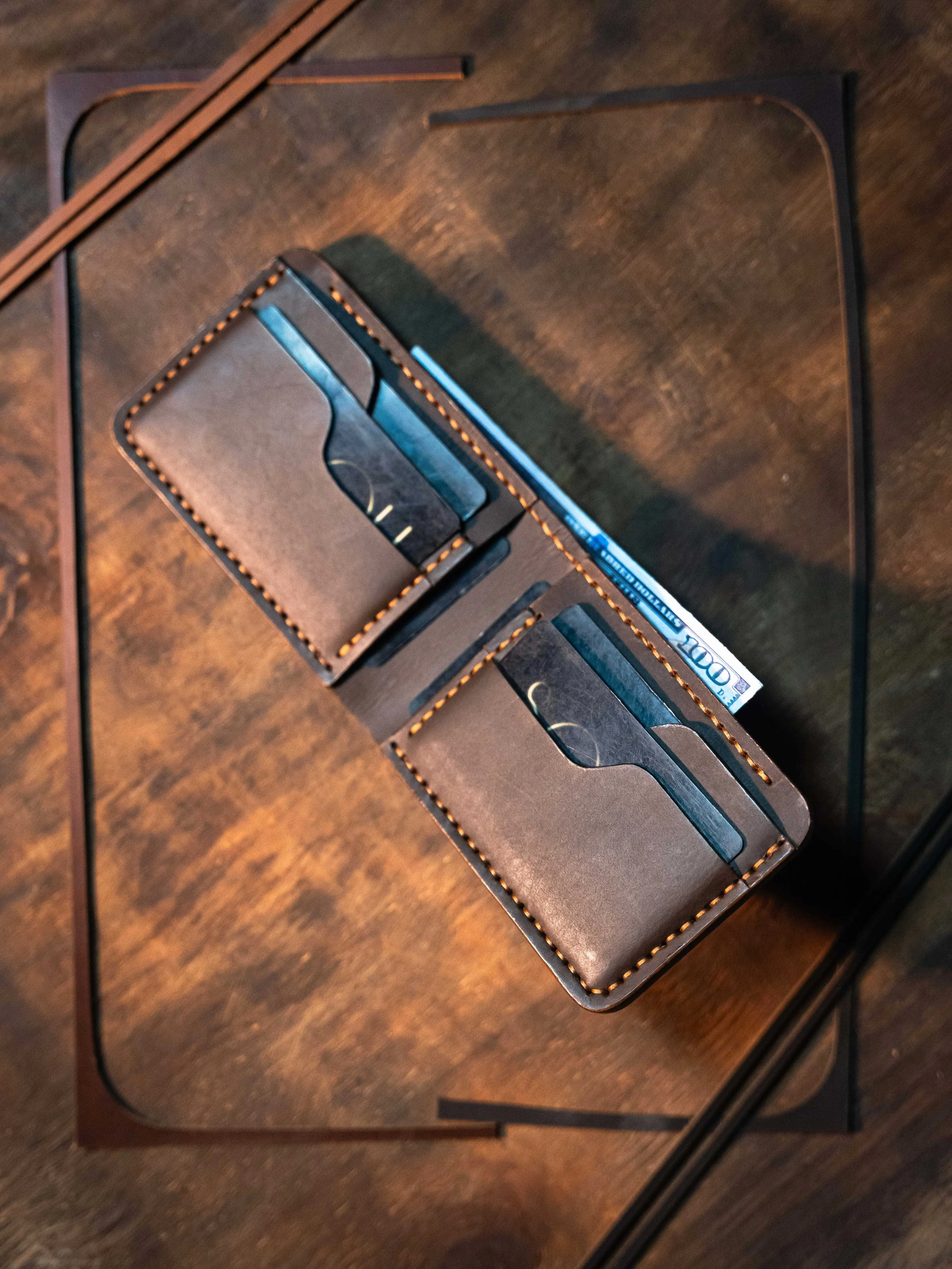 Beel Leather Works Handmade Leather Bifold Wallet 6 Cards Slots & 1 Cash Slot | Premium Leather Gift For Him