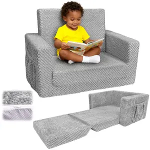 Kids Couch, Comfortable 2-in-1 Toddler Sofa Fold Out,  Fun Furniture for Boys & Girls,  Ideal for Napping, Reading, and Playing, Convertible Sofa to Lounger & Perfect Toddler Gift