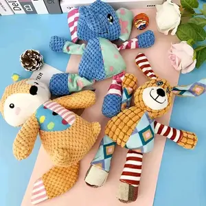 Interactive Squeak Dog Toy, Durable Chewable Non-Toxic Rawhide-Free Plush Toy, Patchwork Animal Design for Small-Medium Dogs, Chewable Squeak Toys, Interactive Squeak Toys