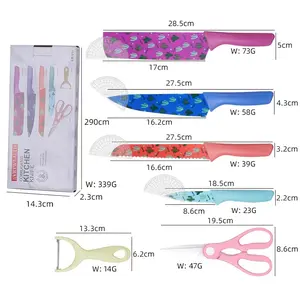 Non Stick Coating And Ergonomic Handle, 6pcs Dormitory Knife Suitable for Dormitory, Cooking, Camping, Travel, Gift Box, Camping Knives, Travel Knives, Compact Design, Stylish Cutlery