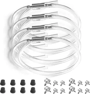 4 PCS Universal Brake Fluid Deflerator, Brake Bleed Hose, Brake System Bleeding Tools, Auto Motorcycle Clutch One-Way Check Valve Tube Deflation Tool Kit Hose with Metal Clamp