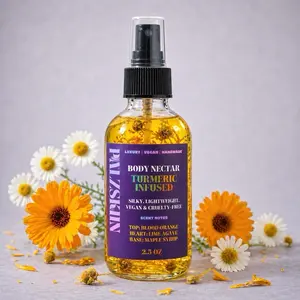 PALZSKIIN Turmeric Infused Body Oil with Calendula & Chamomile Flowers - Natural Skincare for Moisturizing and Nourishing - Vegan & Cruelty-Free - Luxurious Feel