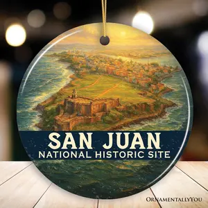 San Juan National Historic Site Ornament, Puerto Rico Coastal Fortress View Christmas Keepsake and Travel Souvenir