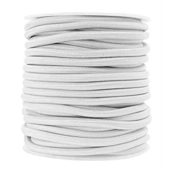 Mandala Crafts 3/16 Inch 6mm 16 YDS White Round Elastic Cord - Heavy Duty Stretch Rope for DIY Crafting and Outdoor Use