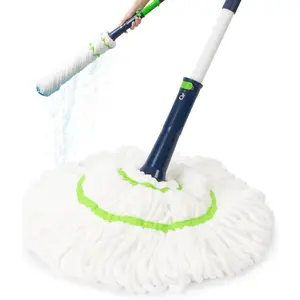 Twist Mop with Self-Wringing System for Floor Cleaning, Scouring Pad for Stubborn Stains, 53" Long Handle - Ideal for Kitchen, Bathroom &  Use -  for Pet Owners
