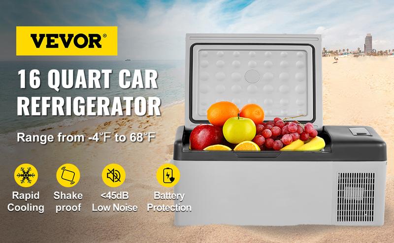 VEVOR 12 Volt Refrigerator with APP Control, TikTokShopBlackFriday, Portable Mini Car Fridge w/ -4℉-68℉ Cooling Range & 12/24V DC & 110-240V AC Electric Compressor Cooler For Camping, Road Trip, Travel, Outdoor and Home Use