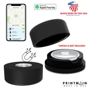 Printmain Airtag Case, GPS Tracking, Vehicle Security, Apple Air Tag Accessory, Magnetic Case, Scratch-Resistant, Water-Resistant, Printmain, Car Safety, Tech Accessory Plastic Protection Durable