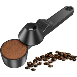 Reusable Coffee Scoop & Funnel for K Cup Refillable Pods 2 Tablespoon Capacity Measuring Spoon for Ground Coffee Protein Powder Tea Black Single Pack