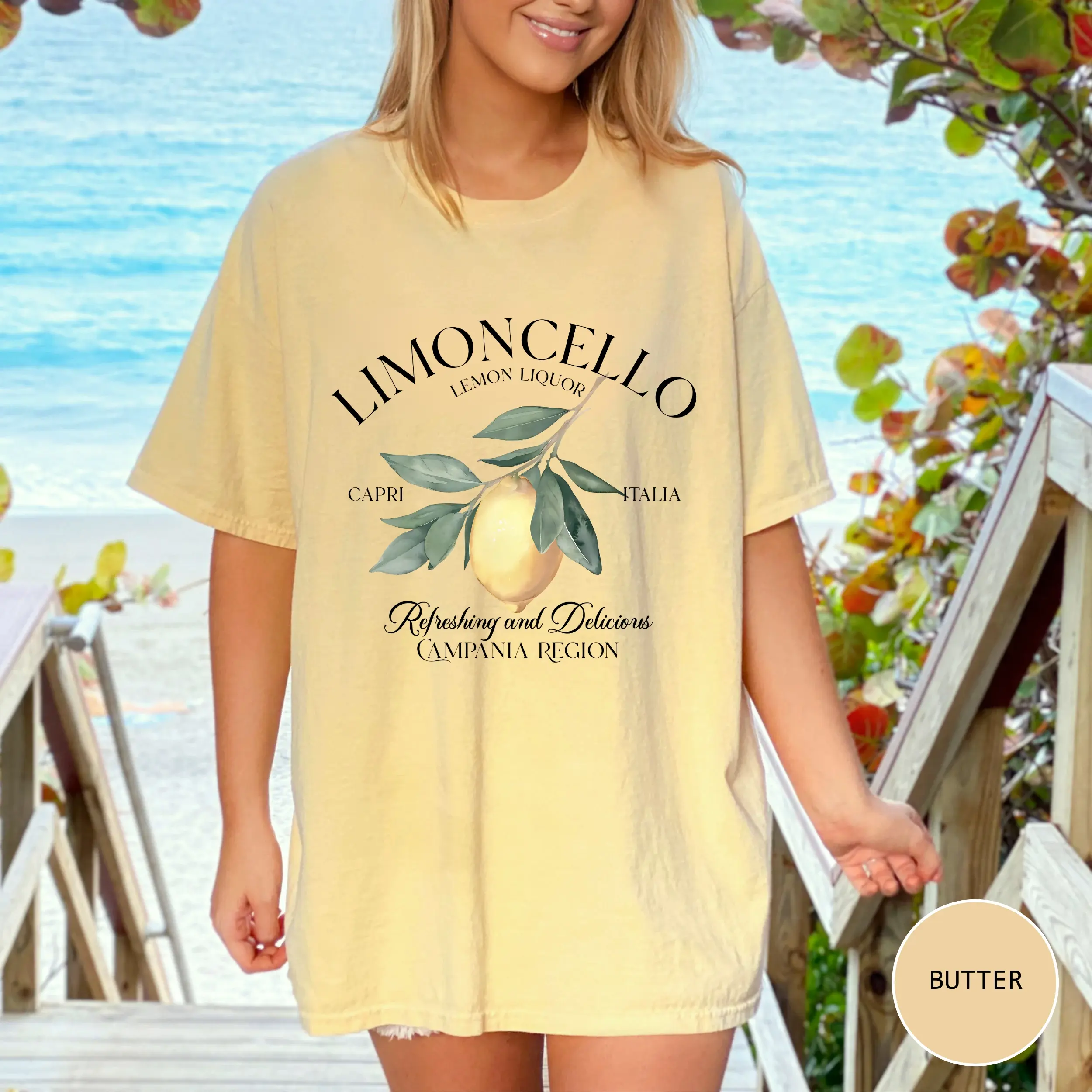 Comfort Colors Limoncello Tee, Refreshing Lemon Graphic T-shirt, Italian Summer Shirt, Citrus Graphic Tee, Summer Vacation T-shirt