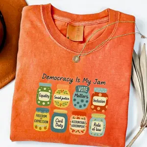 Democracy Is My Jam Shirt, Pro Democracy Graphic Tee with Equality Voting Rights and Civil Justice Jars Hoodie, Political Statement Sweatshirt