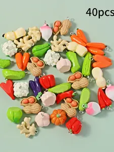 40pcs resin mini simulation vegetable pendant Exquisite Trendy Pendant Diy Pendants DIY earrings necklace pendant random style
