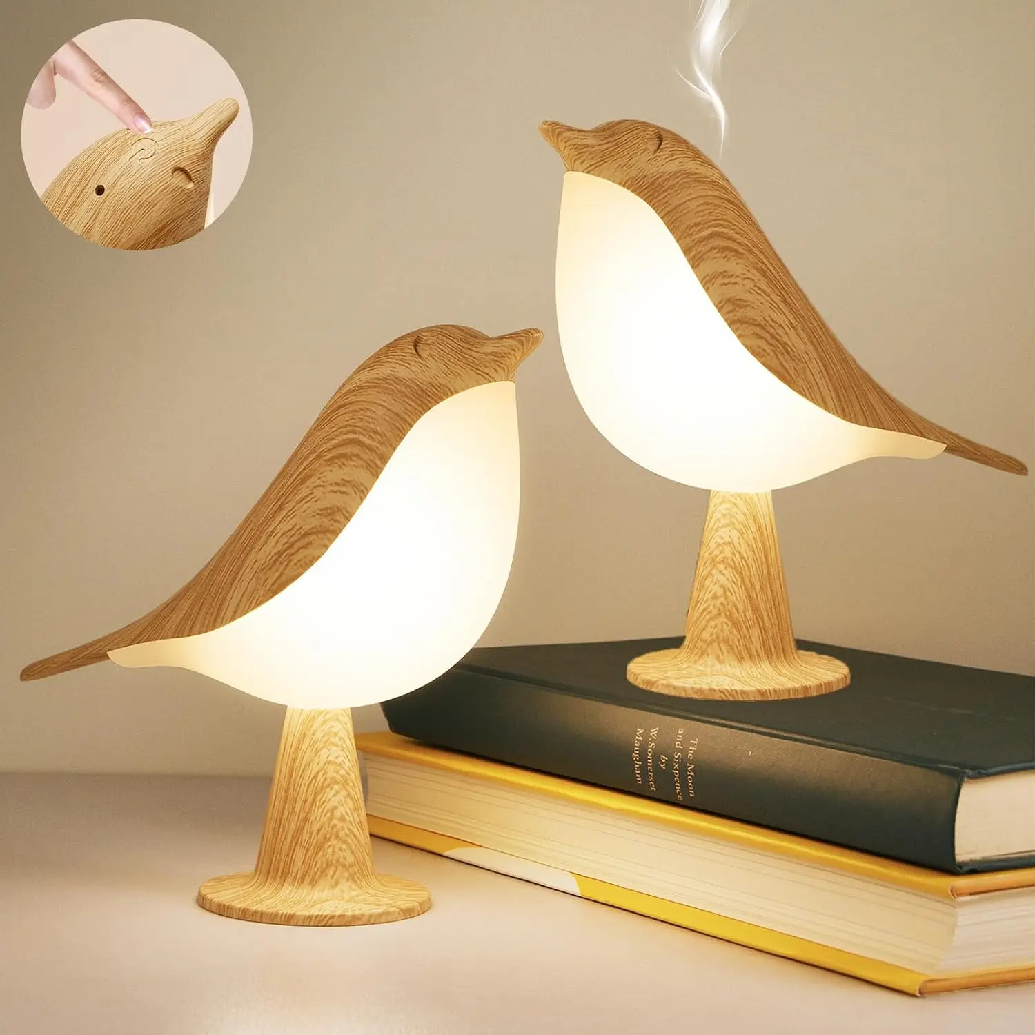 Rechargeable Bird Desk Lamp Cordless Touch Control Dimmable Night Light 3 Color Temperature Small Table Lamp Bedside Bedroom Decor Unique Bird Lover Gift