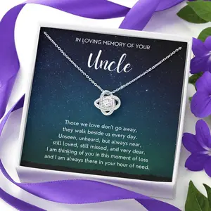 Loss of Uncle Gift, Uncle Remembrance Necklace, Sympathy Gift, Uncle Memorial Gift, Keepsake Gift, Bereavement Gift, Love Knot., Necklace With Meaningful Message Card
