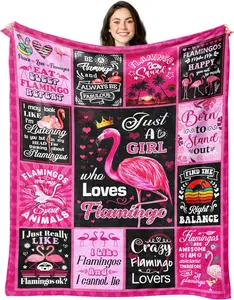 Flamingo Blanket for Women Girls, Flamingo Gifts for Girls, Pink Flamingo Blanket and Throws, Flamingo Lovers Birthday Gifts Decor Throw Blanket 50" x 40"