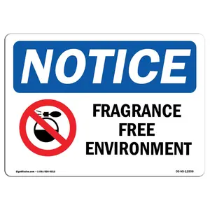 SignMission  Notice Fragrance Free Environment OSHA Sign with Symbol