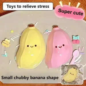 [1pc Banana Shaped Squishy Toy] Fun Banana Shaped Handmade Squishy Toys, TPU Material, Easy to Clean, with Assorted Colors for Home Decor, Party Favors, and Hanging Ornaments, for Ages 3-6