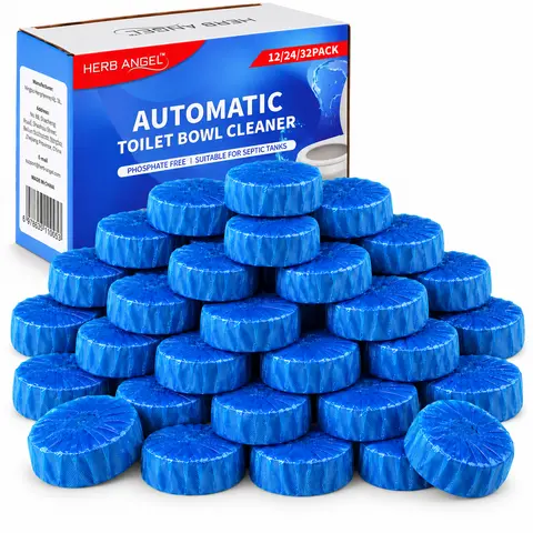 Tank-Only Non-Bleach Wet-Activated Toilet Bowl Cleaners - Auto-Cleans Every Flush, Soluble Film, Residue-Free, Deodorizing, Stain-Resistant, Safe & Effective Household Packets, Light Blue Cleaning Water, 7-10 Days Use, Home Cleaning Supplies