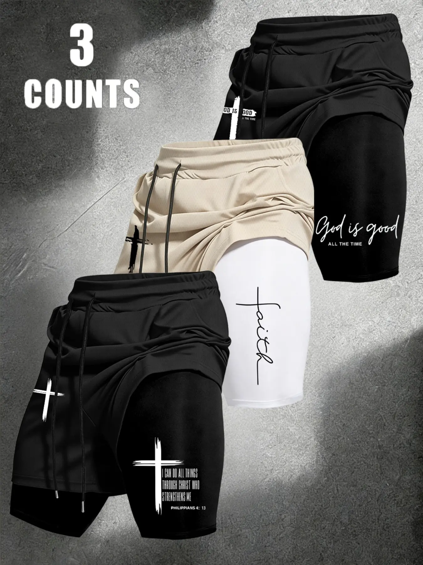 Men's Summer Fashion Casual Shorts, Letter Cross Pattern Print Drawstring Gym Shorts, Graphic Fitness Shorts, Ideal for Daily Wear and Fitness