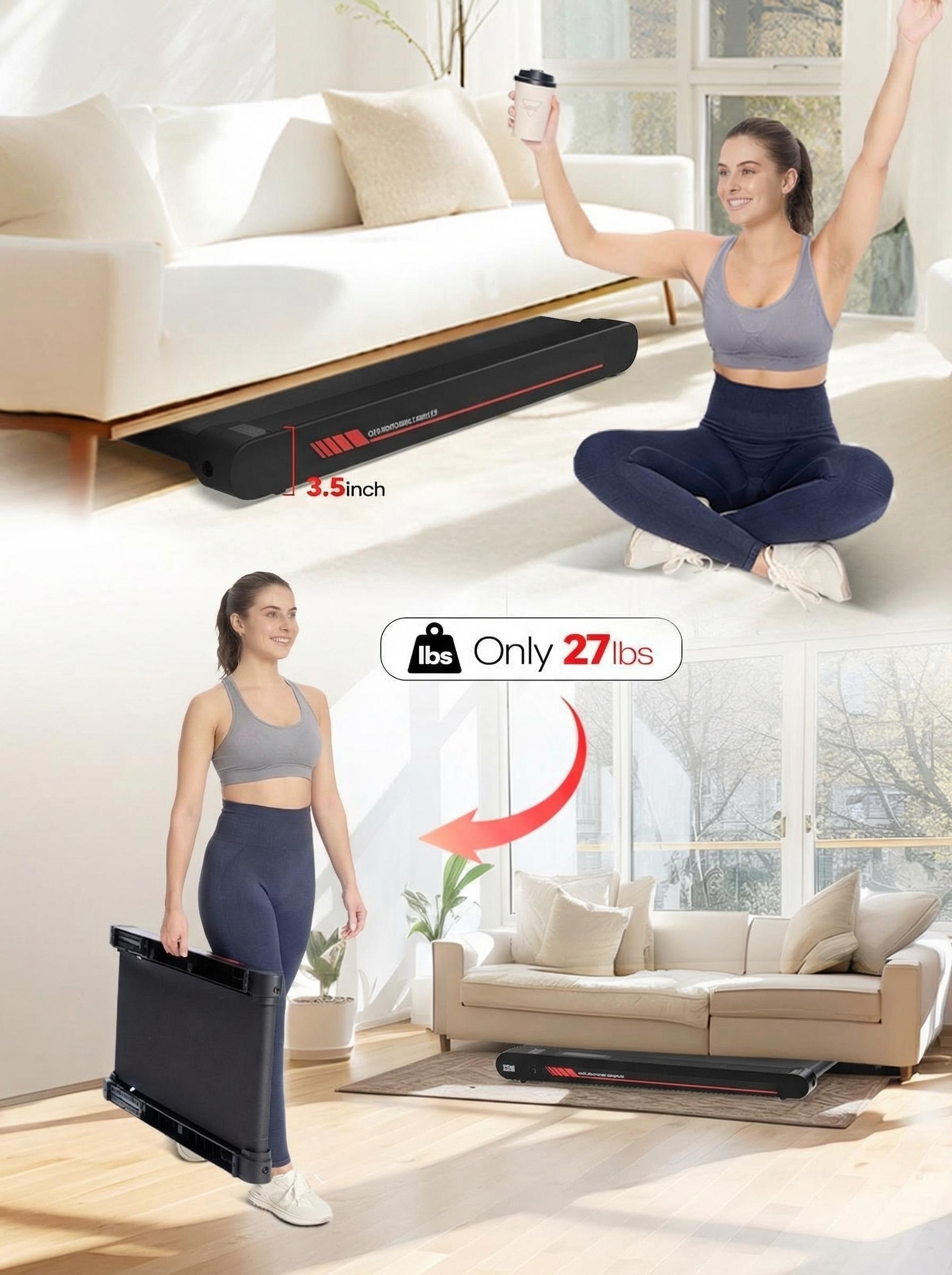 Walking Vibration Pad,Vibrating Plate, Remote Control & APP, Lightweight Under Desk Treadmills For Home & Office,Servo Motor Technology, 3 in 1 Portable Walking Pad Treadmill, 350 Lbs Capacity, 3.8 Mph, 22 Lbs