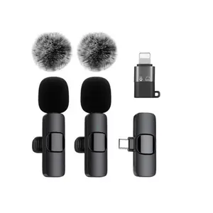 Wireless Microphone, USB Rechargeable Wireless Lavalier Microphone, Noise Cancelling Lapel Mic for Interview Video, Podcast, Vlog Audio, Smartphone