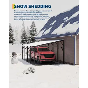 Wall Mounted Lean to Metal Carport 12x20 FT, Vertical Roof with 11.5 Degree Slope, Heavy Duty 19 Gauge Steel Frame, Height Clearance 107 to 78 Inches, Fits SUV and Pickup