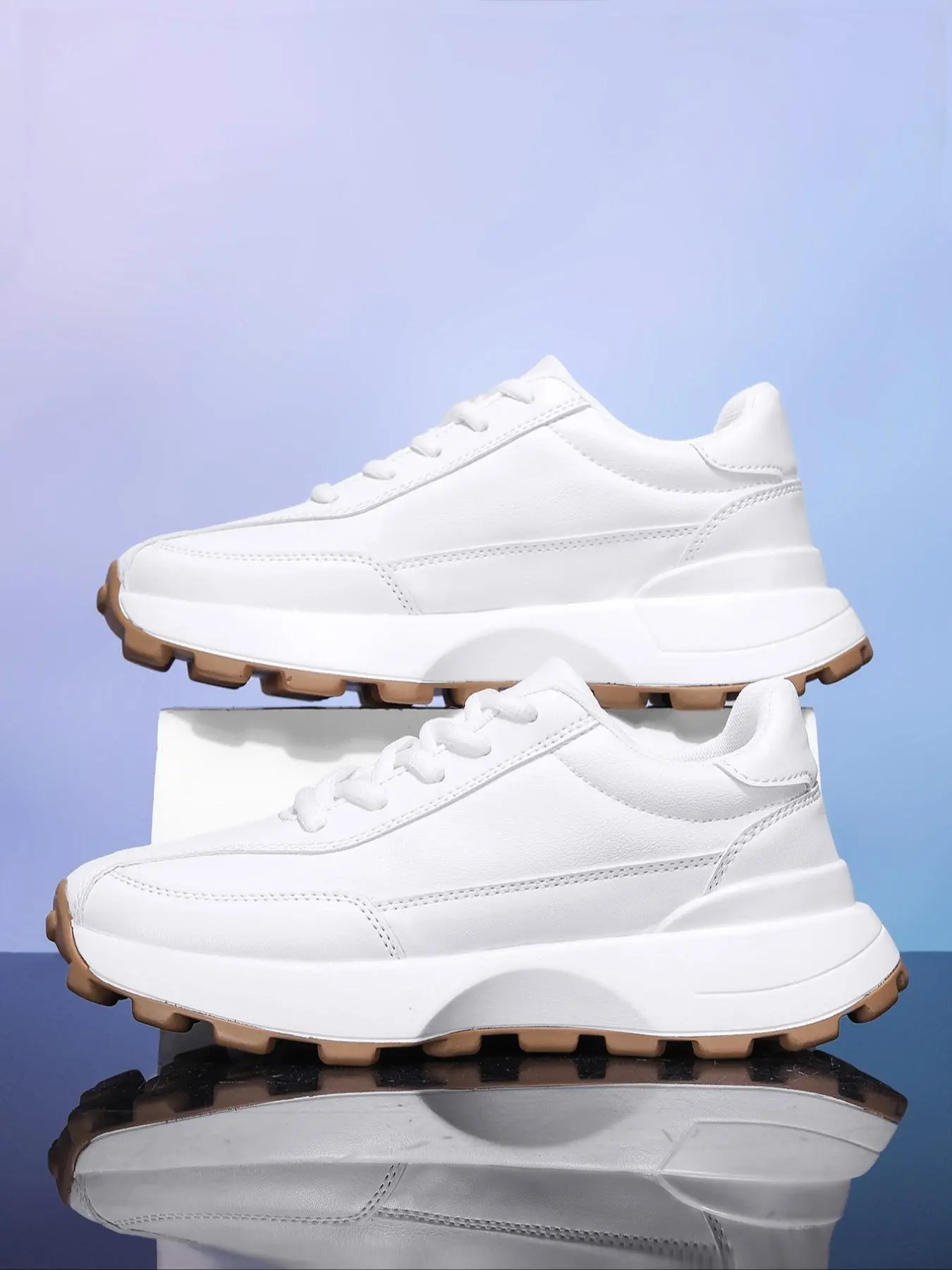 Men's Fashionable Lace Up Low Top Sneakers, Casual Comfortable Breathable Trendy Running Shoes, Male All-match Round Toe Shoes for Daily Wear