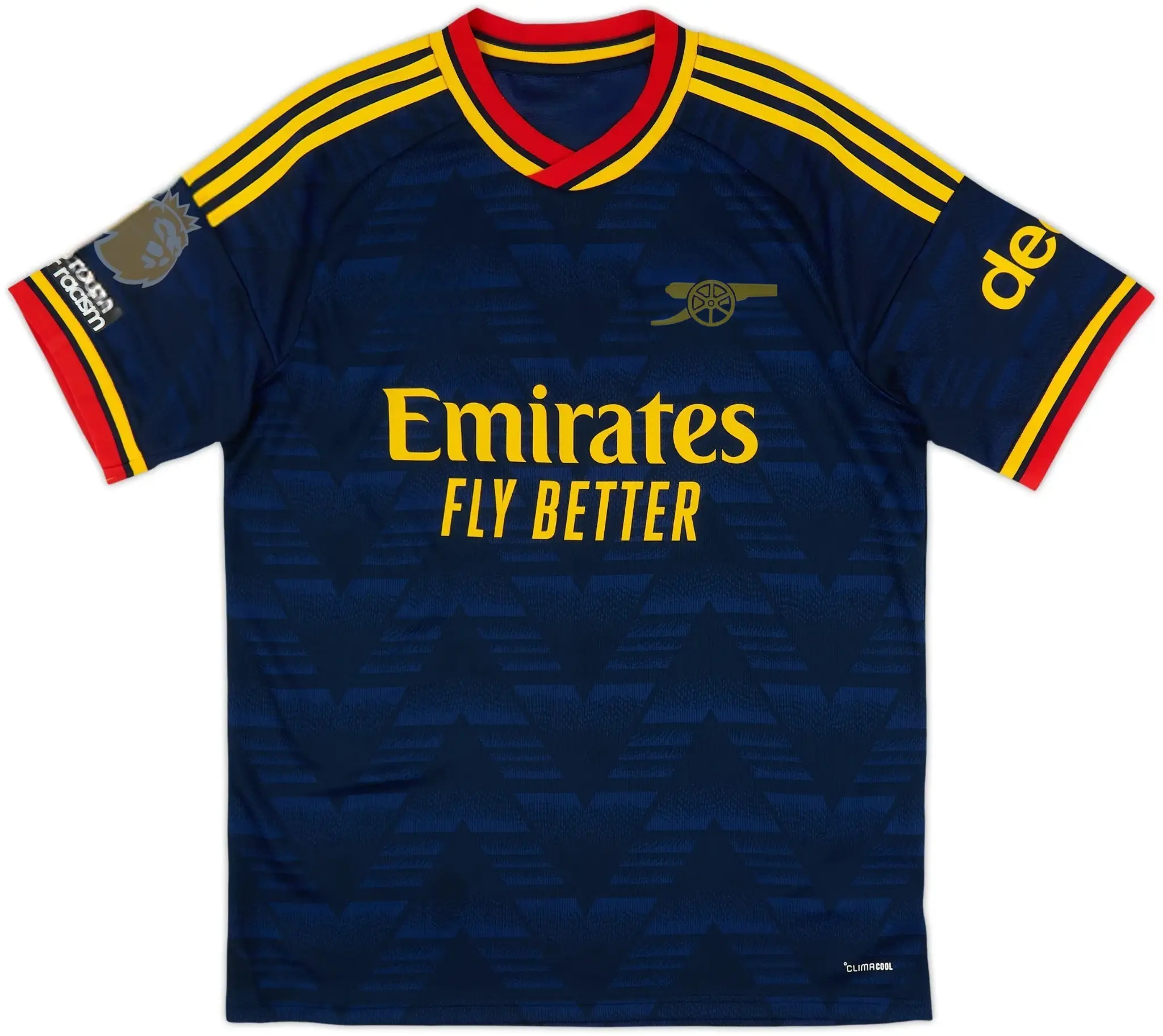 FULL LOGO Navy Blue Yellow Soccer Jersey, Short Sleeve Football Shirt with Red Trim, Unisex Match Day Fan Top, Retro Training Sportswear for Men and Women