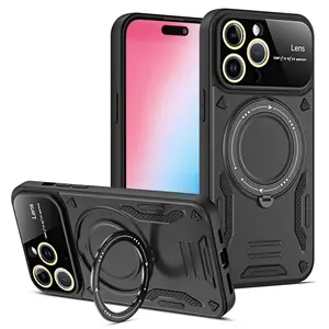 Rotatable Magnetic Phone Case with Large Window, Full Camera Protection, Anti-Fingerprint, Scratch-Resistant, Shockproof, Fits iPhone 17 Pro Max/16 Pro/15-12