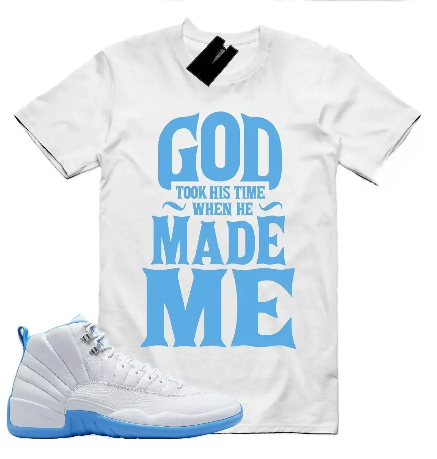 Shirt to match the Jordan 12 Melo Carolina Blue, 12 Melo Shirt Men, Casual Unisex 100% Cotton, Streetwear, Classic Fit, Size S-5XL