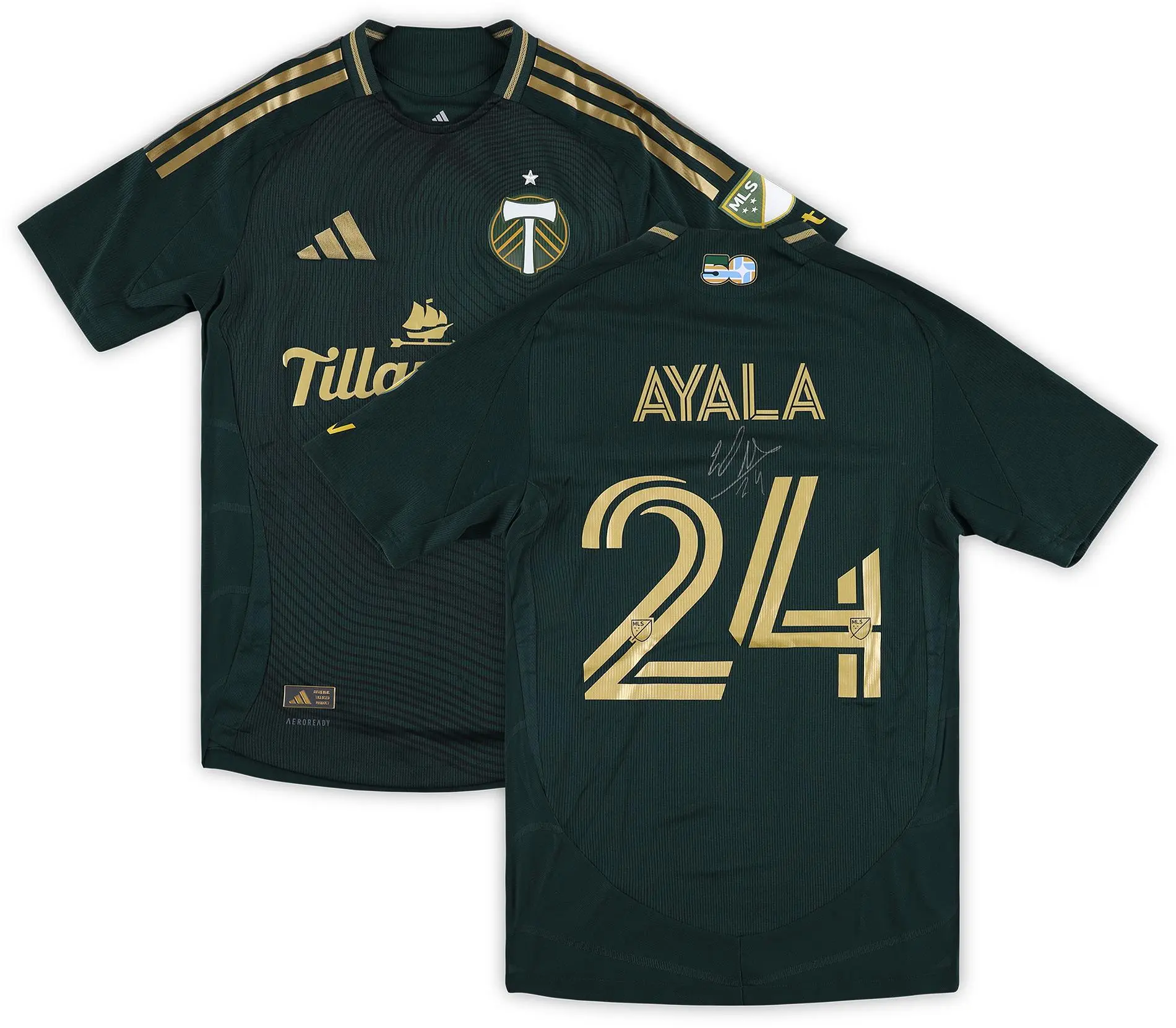 David Ayala Portland Timbers Autographed Match-Used #24 Green Jersey from the 2025 MLS Season - Size S - Fanatics Authentic Certified - Soccer Memorabilia