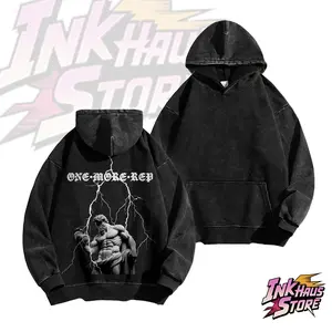 A human figure in the style of ancient Greek sculpture, with lightning elements--Long Sleeve Cotton Unisex Vintage Hoodie