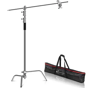 VINGLI Heavy Duty C-Stand Light Stand with 4ft/120cm Holding Arm & Grip Heads for Studio Video Reflector, Monolight and Other Photographic Equipment (One pack)