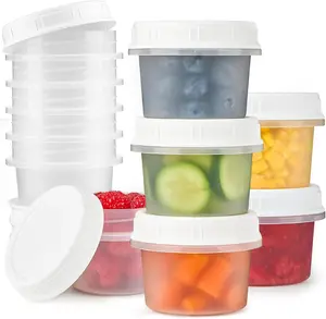 TUZAZO 4 Oz Small Freezer Containers with Lids 12-Count BPA Free Small Plastic Food Storage Containers for Snack, Sauce, Jam and Puree, Reusable Plastic Ice Cream Containers
