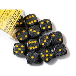 Speckled Urban Camo | Gray, Black & Yellow | D6 Block | Chessex Dice (12)