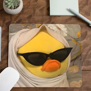 Stylish Duck with Sunglasses Square mouse pad, Aesthetic Desktop Decorative Protective Pad, Rubber Anti-slip Lockedge Work Pad, Small Size Suitable for Laptop, Desktop Computer Games, Work, Family, Mousepad