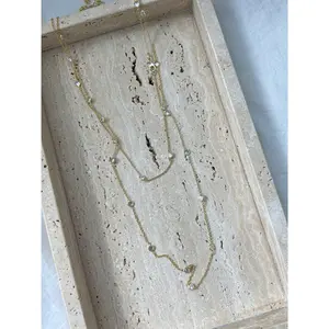 Sarafina Jewelry & Gifts Diamond By The Yard Necklace - 14k Gold Plated with Cubic Zirconia Stones - 16+2 Inches