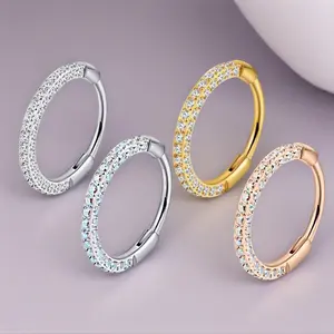 Triple Sided Micro Zircon Hinged Nose Hoop Fashion Beauty Mark Piercing Jewelry