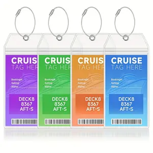 LMMAKE Premium Cruise Luggage Tag Holder for Carnival, NCL, Princess, MSC Cruise Ship Essentials Must Haves, Clear Wide Plastic Cruise Travel Essentials Tags Waterproof (4 Pack)