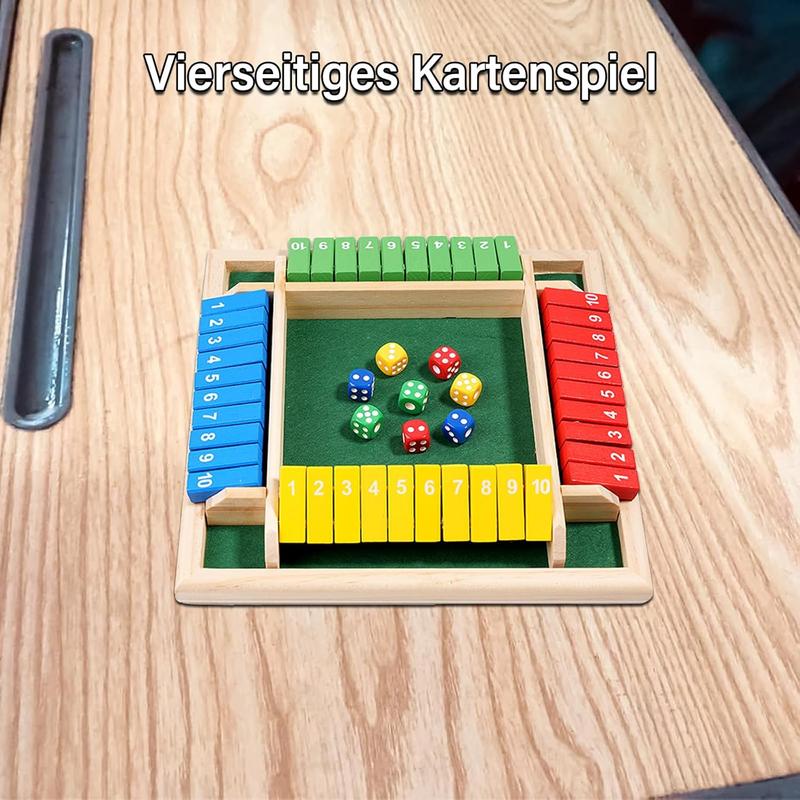 Shut The Box Dice Board Game Classic Strategy & Luck Game with Numbered Boxes for 4 Players Perfect for Casual Gaming Sessions