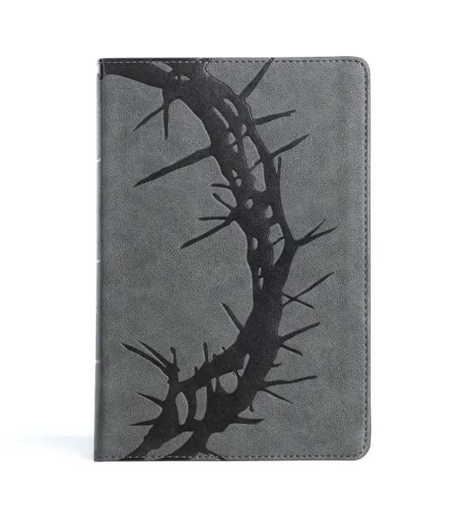 CSB Large Print Personal Size Reference Bible, Charcoal LeatherTouch Crown of Thorns, Red Letter, Presentation Page, Cross-References, Full-Color Maps, Easy-to-Read Bible Serif Type - Imitation Leather