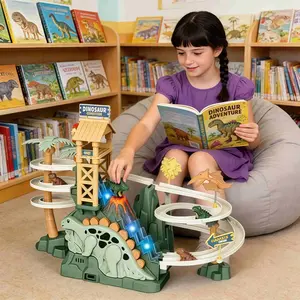 Dinosaur Electric Track Car Toy, Ages 3+, Unisex, Fun Educational, Music Function, Includes 5 Dinosaurs, Requires Aa Batteries, Track Rail System