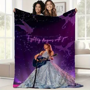 A charming TS singer character print flannel blanket,soft and warm,perfect for the bedroom,sofa,or camping.A perfect holiday gift for fans or sisters.
